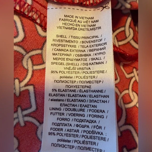 Lauren Ralph Lauren Red and White Chain Link Patterned Belted Midi Dress - Picture 11 of 11